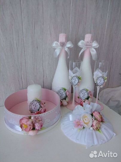 Свадебные бокалы ручной работы