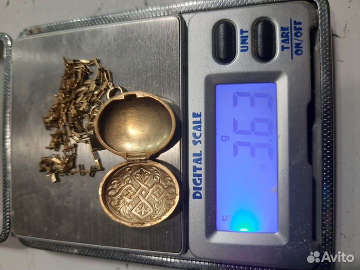 Золотой кулон локет для фото с цепочкой