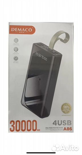 Внешний аккумулятор Demaco A86 30000 mah новый