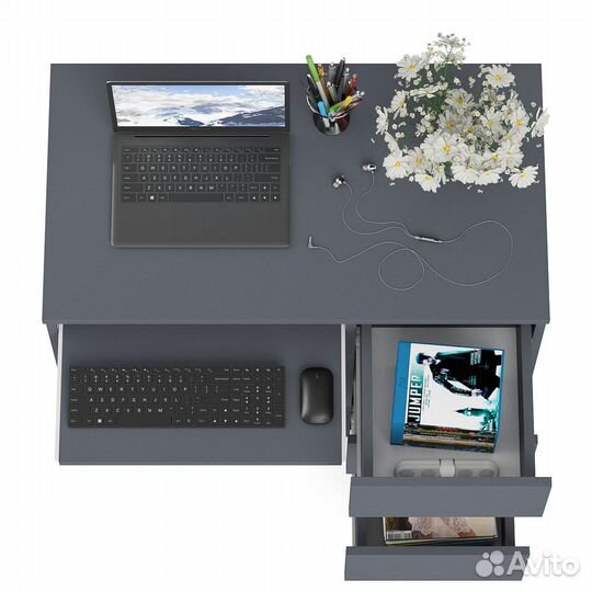 Стол компьютерный три ящика Мори мс-6 правый цвет графит, шхгхв 90х50х76,6 см, ящики справа, не унив