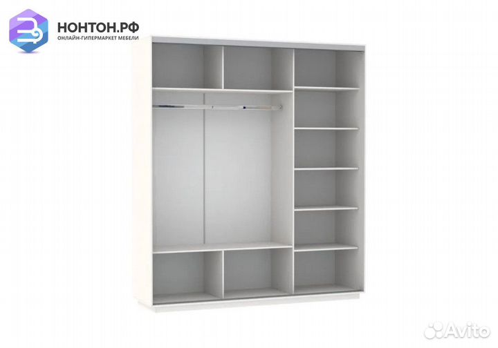 Шкаф-купе Нонтон 3-дверный с тремя зеркалами белый