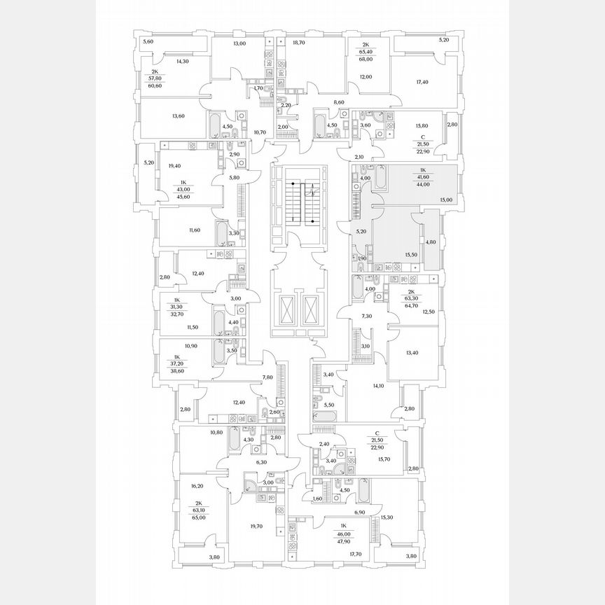 1-к. квартира, 44 м², 8/13 эт.