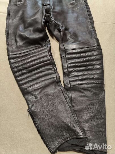 Полукомбинезон, мотоштаны на лямках кожаные