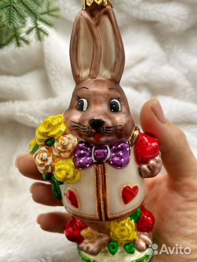 Елочная игрушка кролик Польша