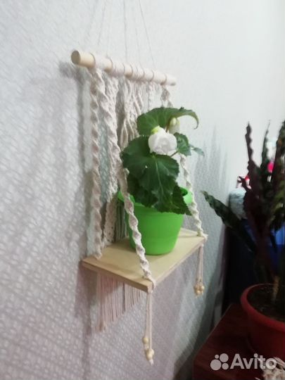 Полка макраме из хлопкового шнура