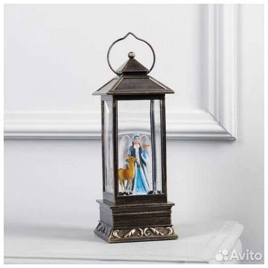 Фонарь новогодний музыкальный снегурочка со снегом