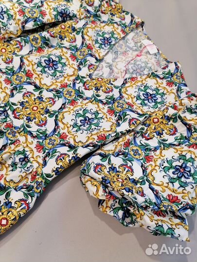 Платье с объёмными рукавами и карманами хлопок