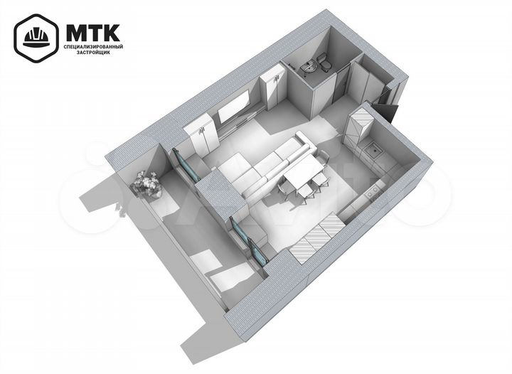 1-к. квартира, 39,7 м², 1/8 эт.