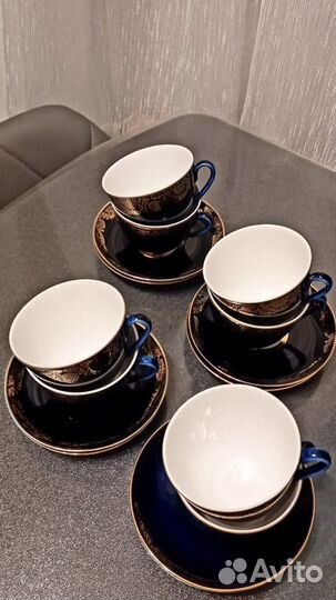 Чайные пары, кобальт. Золотой фриз