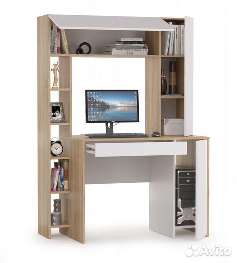 Стол компьютерный Комфорт 12.71 цвет дуб сонома/бе