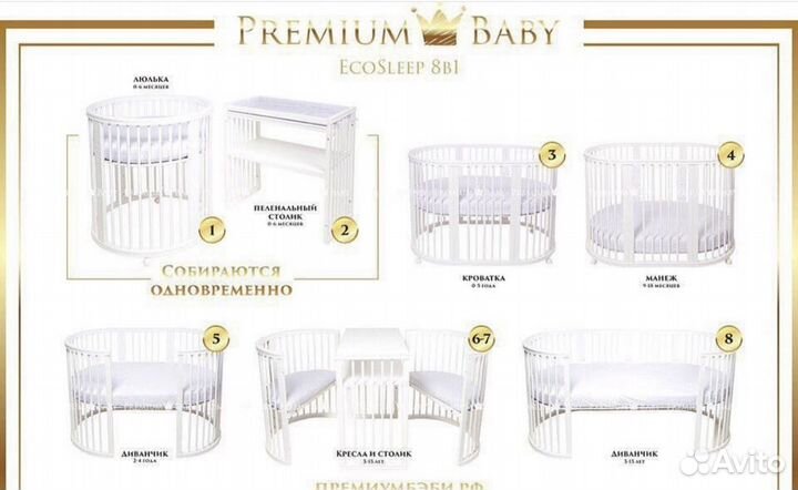 Кровать трансформер 8 В 1 Premium baby