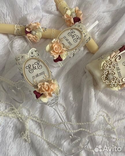Свадебные бокалы и аксессуары ручной работы