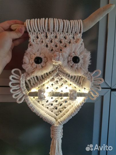 Макраме Совенок с гирляндой