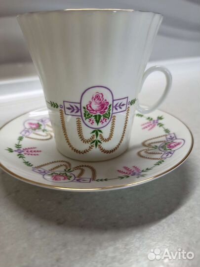 Чайная пара лфз костяной фарфор СССР