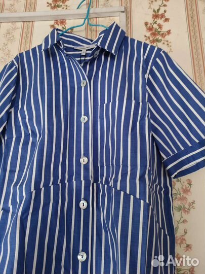 Платье-рубашка лен xs