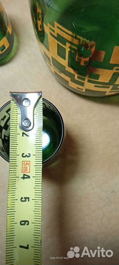 Редкий штоф богемское цветное стекло. Ручная работ