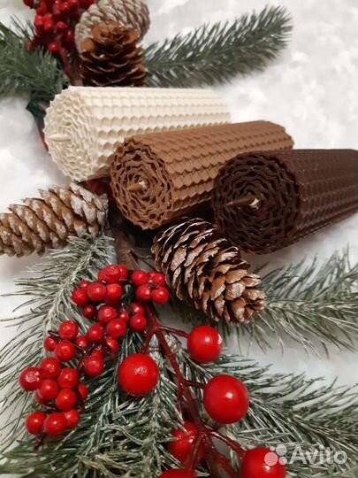 Набор свечей из натуральной медовой вощины