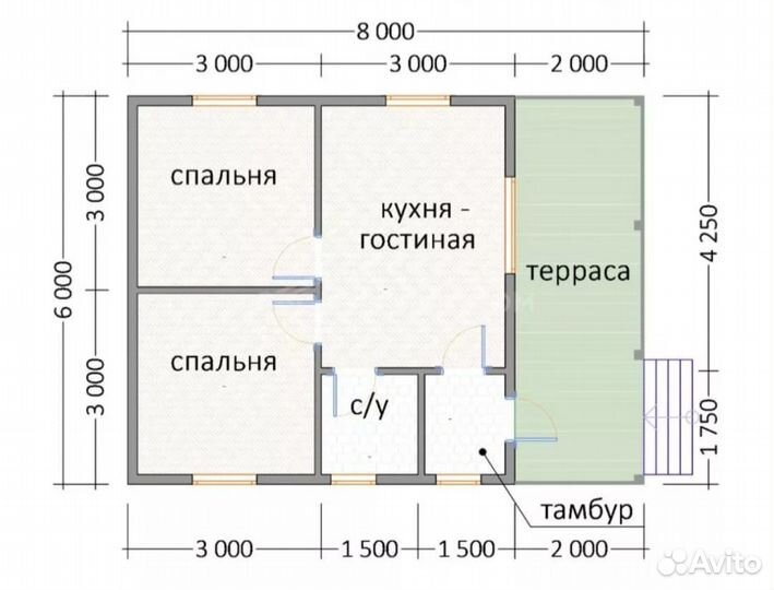 Каркасный дом шале6х8