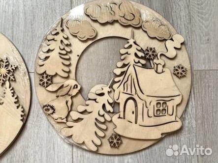 Венок новогодний из фанеры для творчества новый