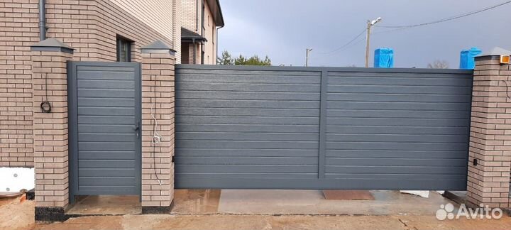 Откатные ворота под ключ устан-ка 1-2 д