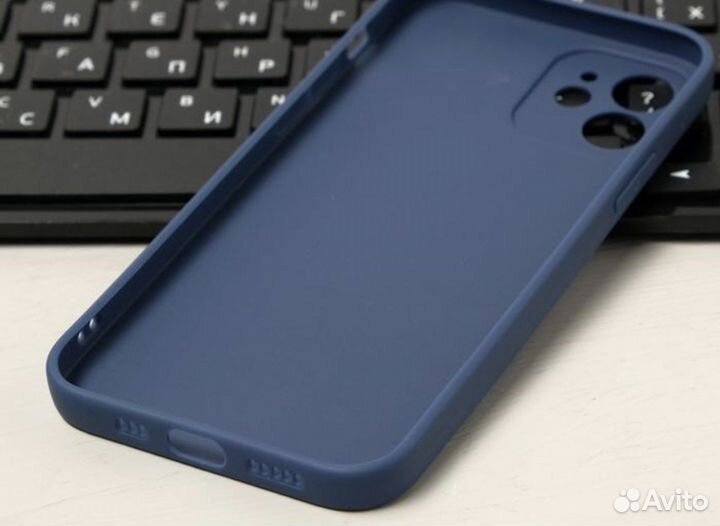 Чехол на iPhone 12, Soft-touch силикон, синий