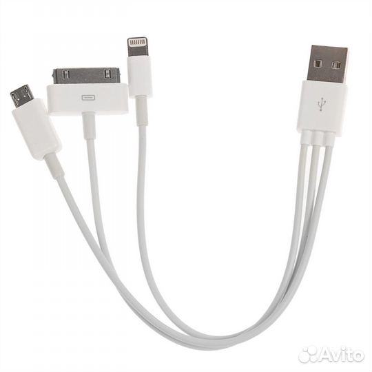Кабель 3в1 USB - microUSB/Lightning/iPhone 30-pin
