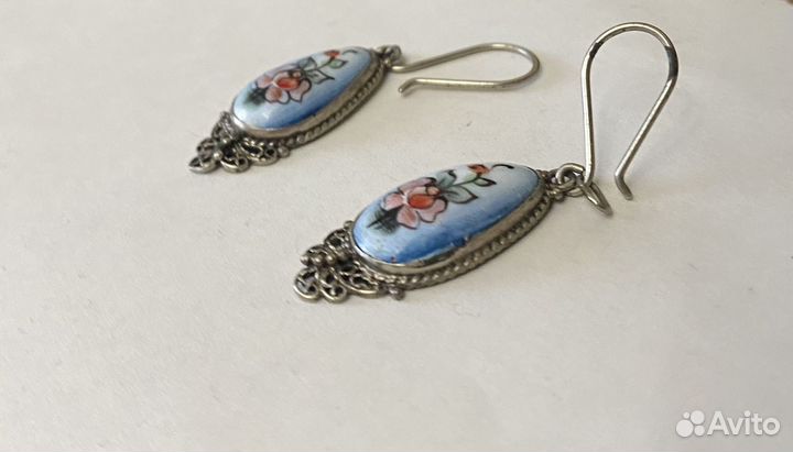 Серьги винтажные финифть СССР
