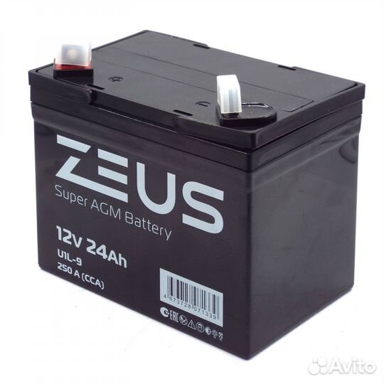 Аккумулятор zeus super AGM 24 Ач п.п. (U1L-9)
