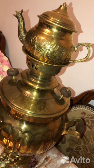 Медный самовар на дровах