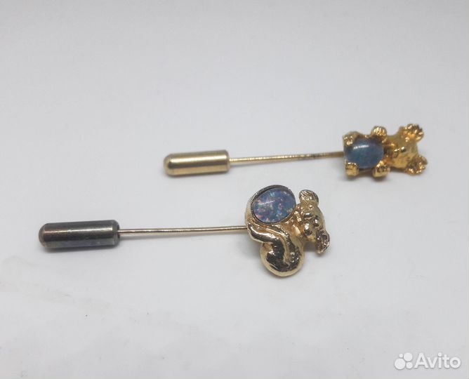 Брошь-игла, опал, коалы