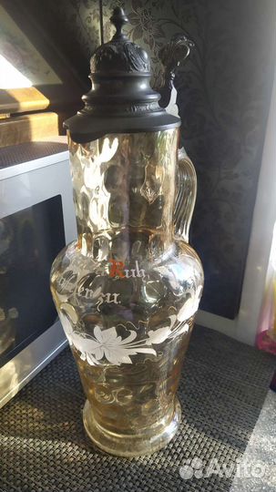 Большой старинный кувшин эмаль