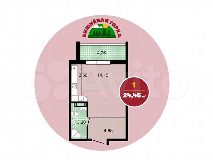 Квартира-студия, 28,9 м², 2/11 эт.