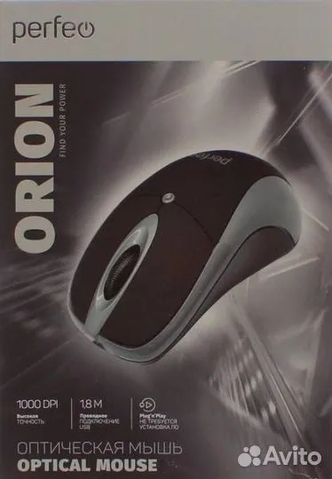 Мышь проводная Perfeo Orion 3 кн. DPI 1000, USB, ч