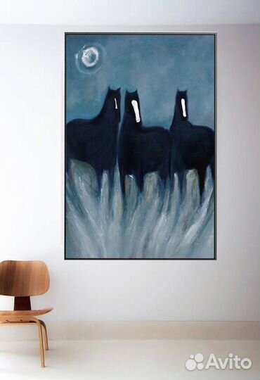 Картина маслом на холсте с лошадьми