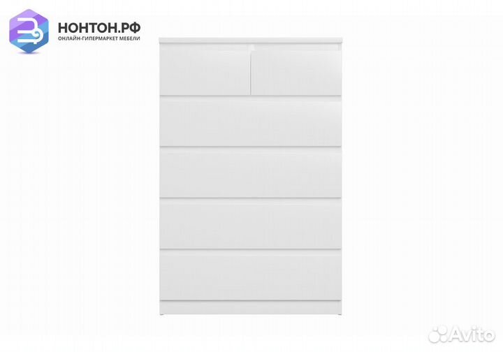 Комод высокий Мальта 6 ящиков белый