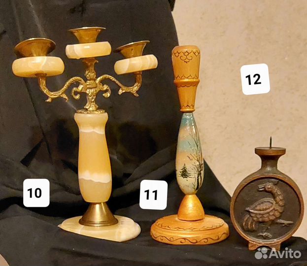 Подсвечники хрустальные, фарфоровые, металл