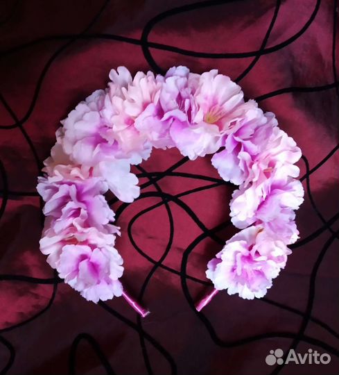 Ободок для выступлений венок на голову синие цветы