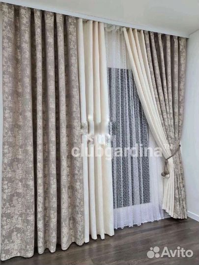 Комплект шторы мрамор 4х метровый