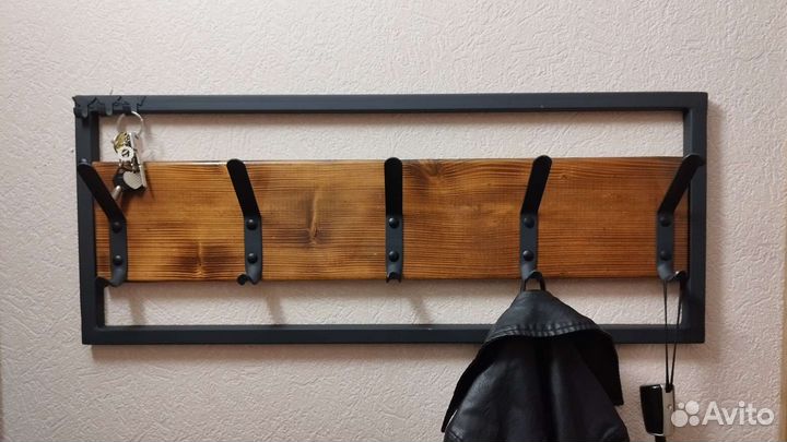 Вешалка настенная металл дерево