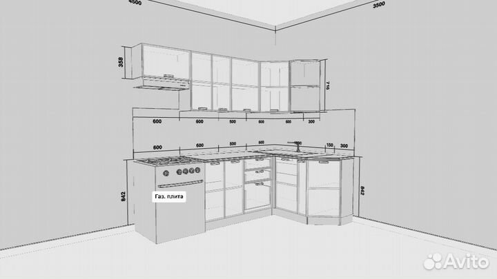 Модульная кухня «Линда» 3,75м. мдф