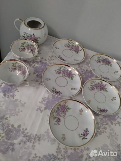 Чайный сервиз сирень. Дулево ссср.65года