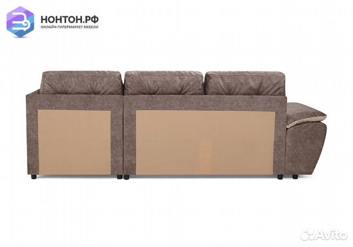 Диван угловой дельфин Риттэр коричневый / бежевый