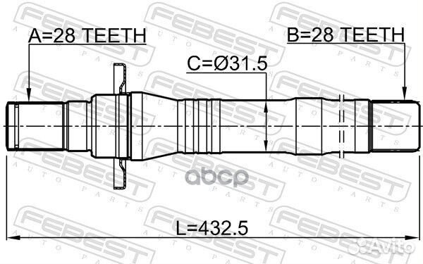 Полуось правая 28X432.5X28 hyundai santa FE 06