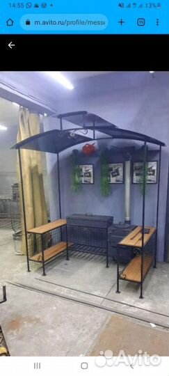 Мангал беседка с печкой для казана