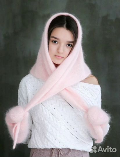 Косынка бактус пух норки (капор, косышка, шаль, ша