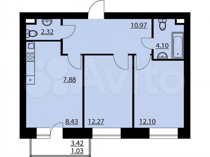 2-к. квартира, 59,1 м², 5/7 эт.