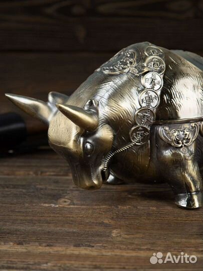 Пепельница металлическая с крышкой бездымная бык