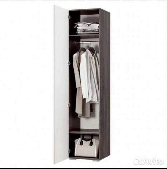 Шкаф-пенал 50 см ясень темн/топлен молоко (Моника)