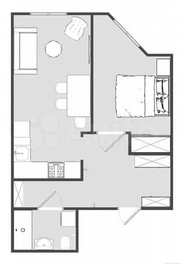 1-к. квартира, 44,6 м², 3/3 эт.