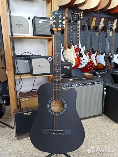 Акустическая гитара, с вырезом, черная